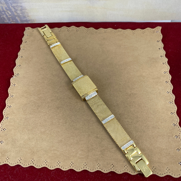 Anne Klein Peak a Boo Gold Mesh Bracelet and Watch